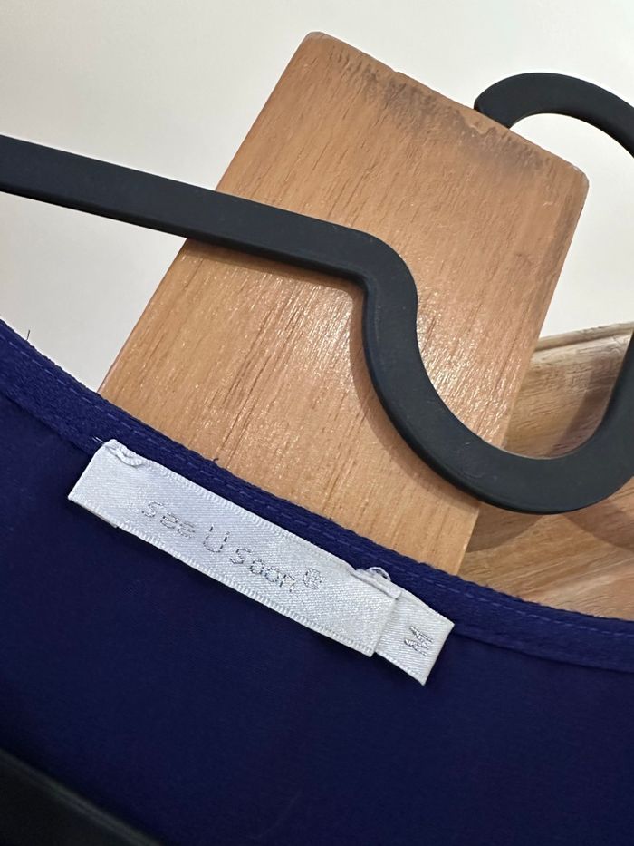 Robe bleue violette see U soon taille 38 avec ceinture intégrée et bouton noeuds papillon - photo numéro 2