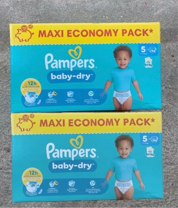 2 maxi economy pack Pampers taille 5 baby dry 