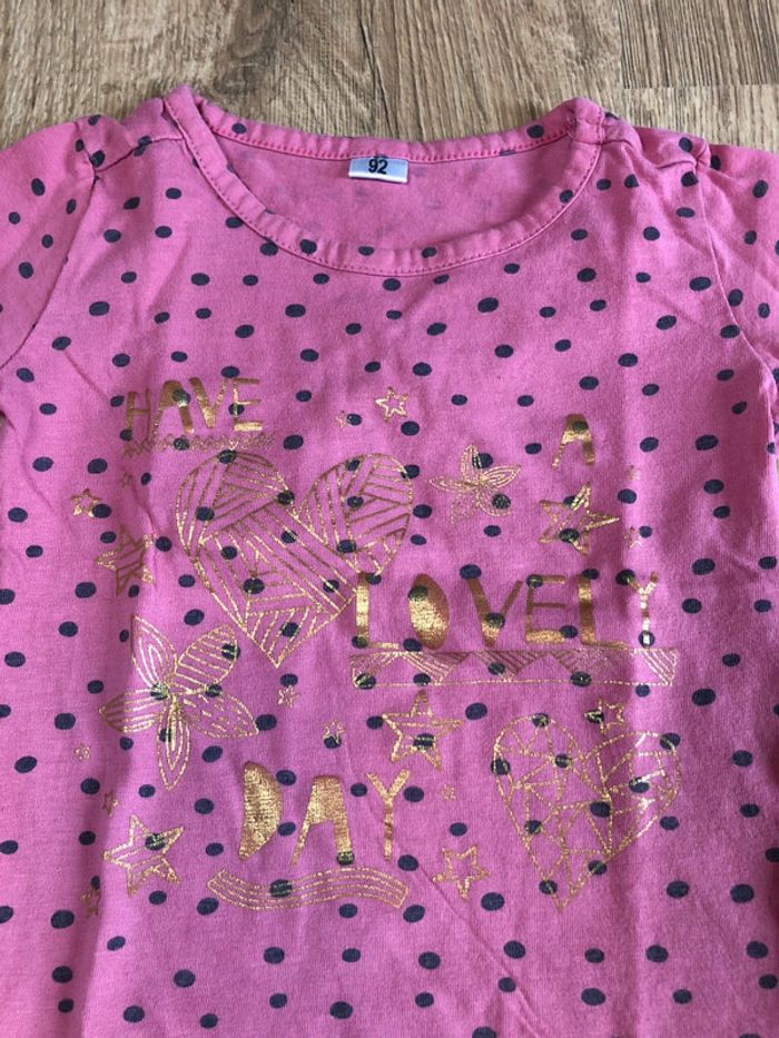 T-shirt longues manches rose 92cm - photo numéro 3