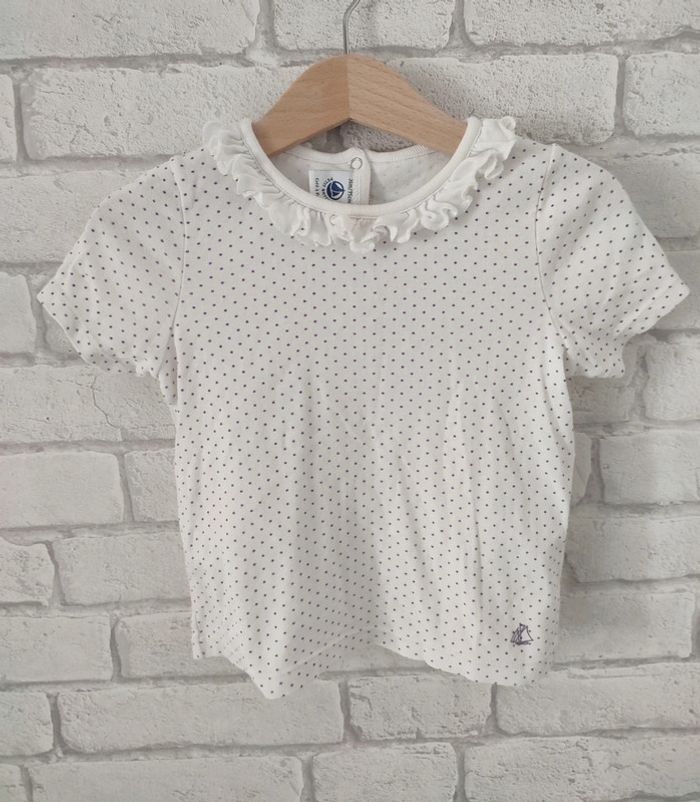 T-shirt Petit Bateau – Blanc à Pois 3 ans