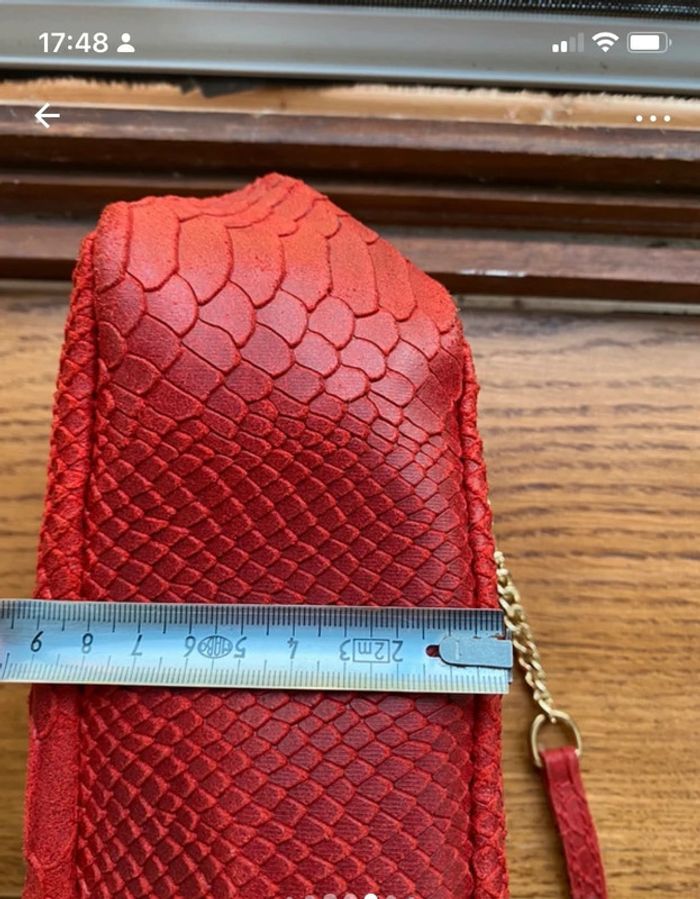 Sac à bandoulière cuir rouge reptile - photo numéro 8