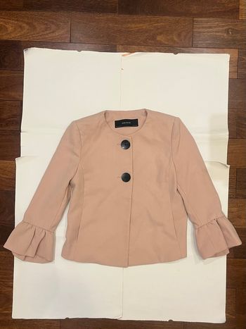 Blazer veste rose poudrée babydoll manches volants zara taille S/36