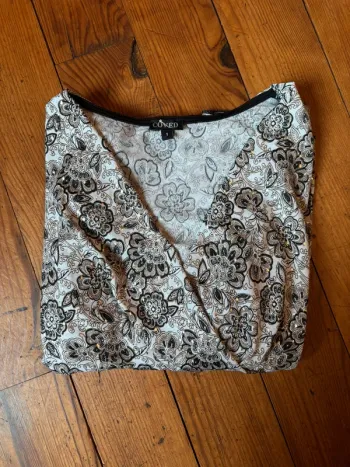 Haut décolleté Manches Chauve Souris Argenté & noir Taille 1