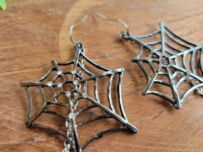 Boucles d'oreilles fantaisies toile d'araignée et sa toile - photo numéro 5