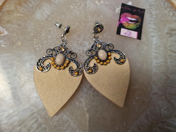 Boucles D'oreilles Boheme Cuirs Beige