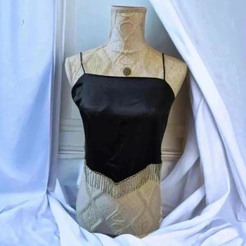 Débardeur effet satin et strass noir🌹 S 🌹 jennyfer