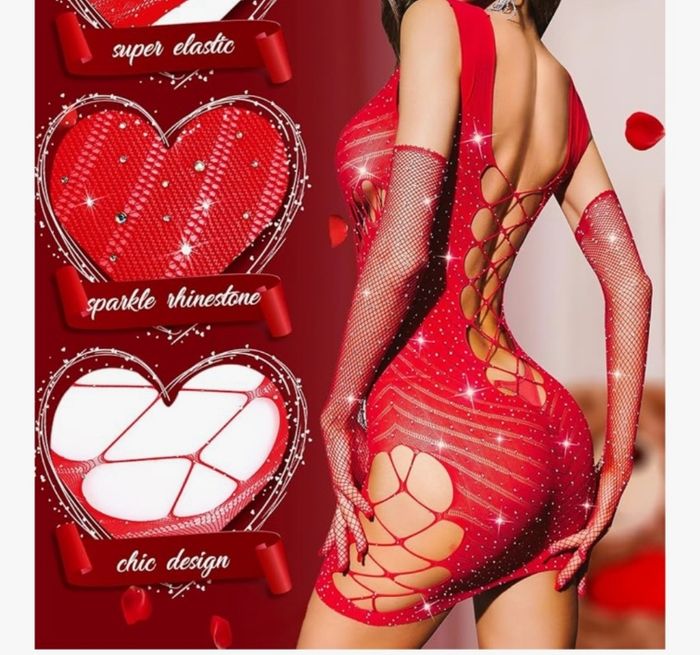 Robe résille extensible rouge taille unique neuve - photo numéro 2