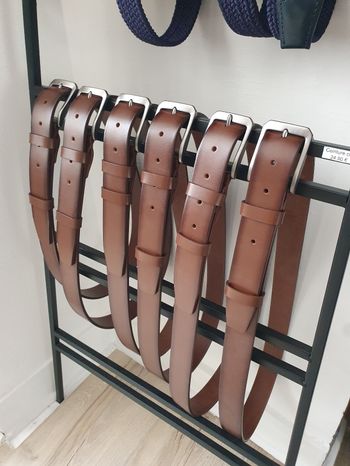 Ceinture en cuir véritable marron longueur 125 cm