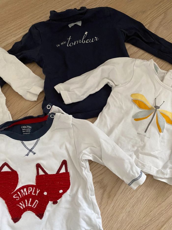 Lot de 5 t shirts ML 6 mois très bon etat - photo numéro 3