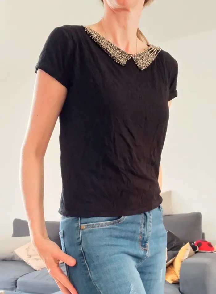 Tee-shirt fantaisie femme noir - photo numéro 3