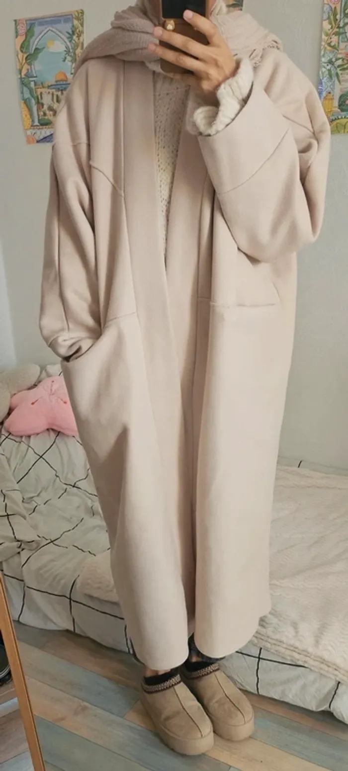 Manteau kimono avec poches crème NEUF - photo numéro 4