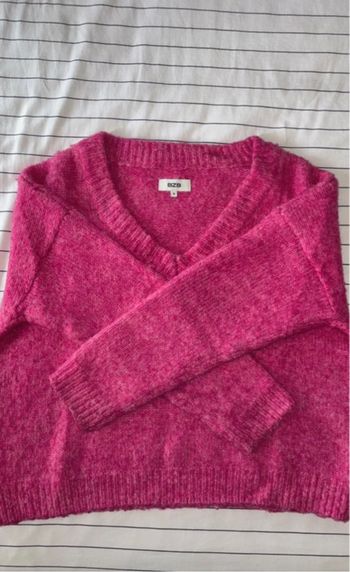 Pull col V rose fushia BZB taille S neuf