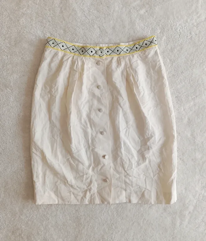 Jupe Comptoir des cotonniers crème 38 soie lin coton modèle Colza/Init - photo numéro 3