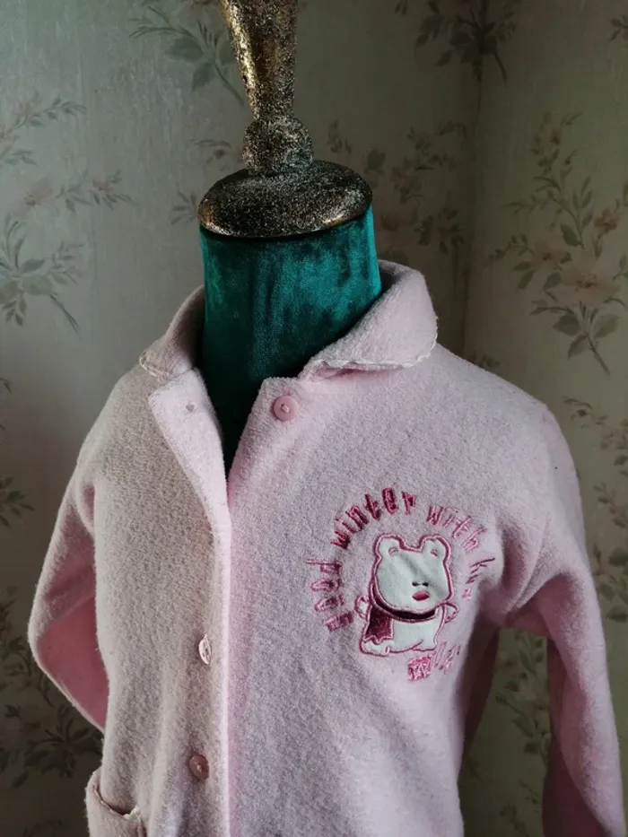 Combinaison pyjama polaire rose avec poches et broderie ours / graine de rêve / (3ans) - photo numéro 3
