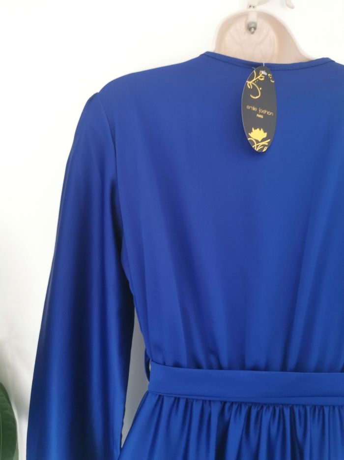 Maxi dress, robe longue satinée bleu roi Émilie Fashion Paris Taille Unique - photo numéro 10