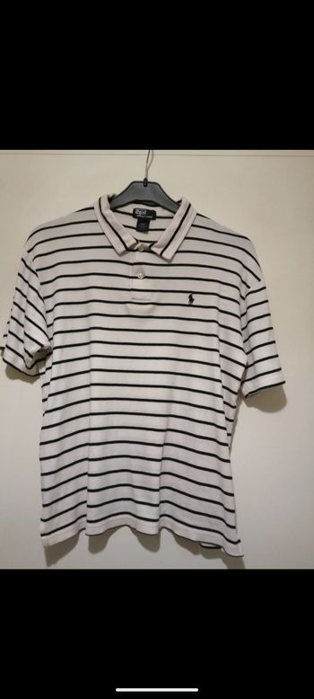 Polo Ralph Lauren blanc à rayures. Taille S