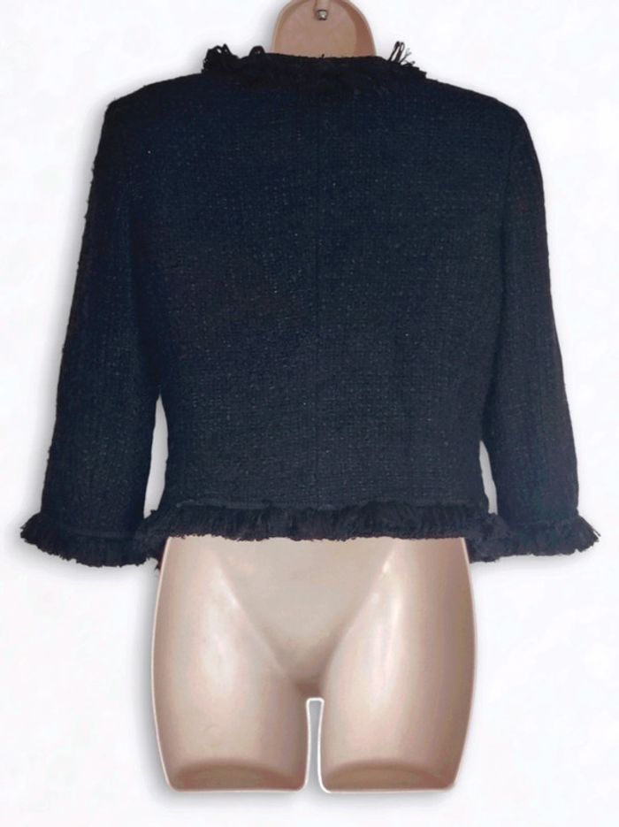 Veste blazer tweed froufrou noir fil argent laine Vintage / Apart - 34/XS ร 36/S - photo numรฉro 13