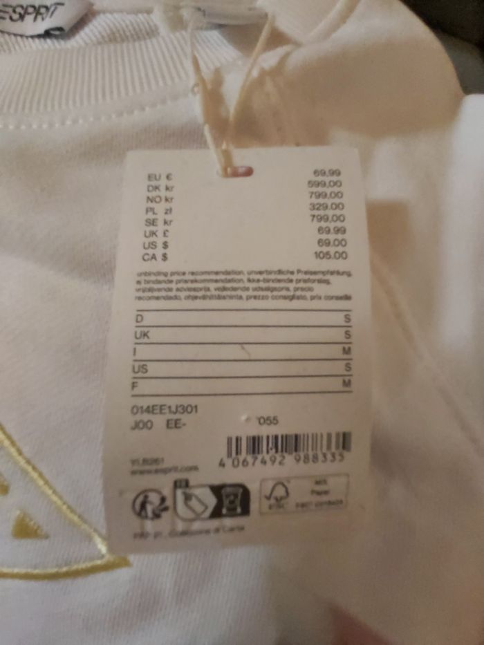 Sweat blanc et jaune Esprit Neuf Taille M - photo numéro 2