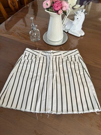 Sublime jupe blanche à rayures kaki - Pimkie - T36