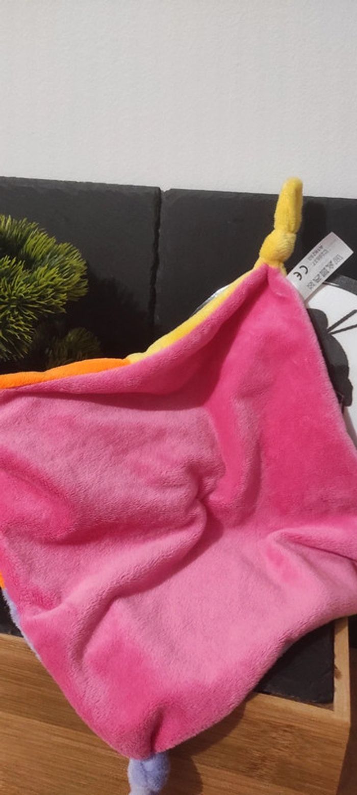 doudou singe carré zeeman marron vert jaune orange violet rose - photo numéro 2