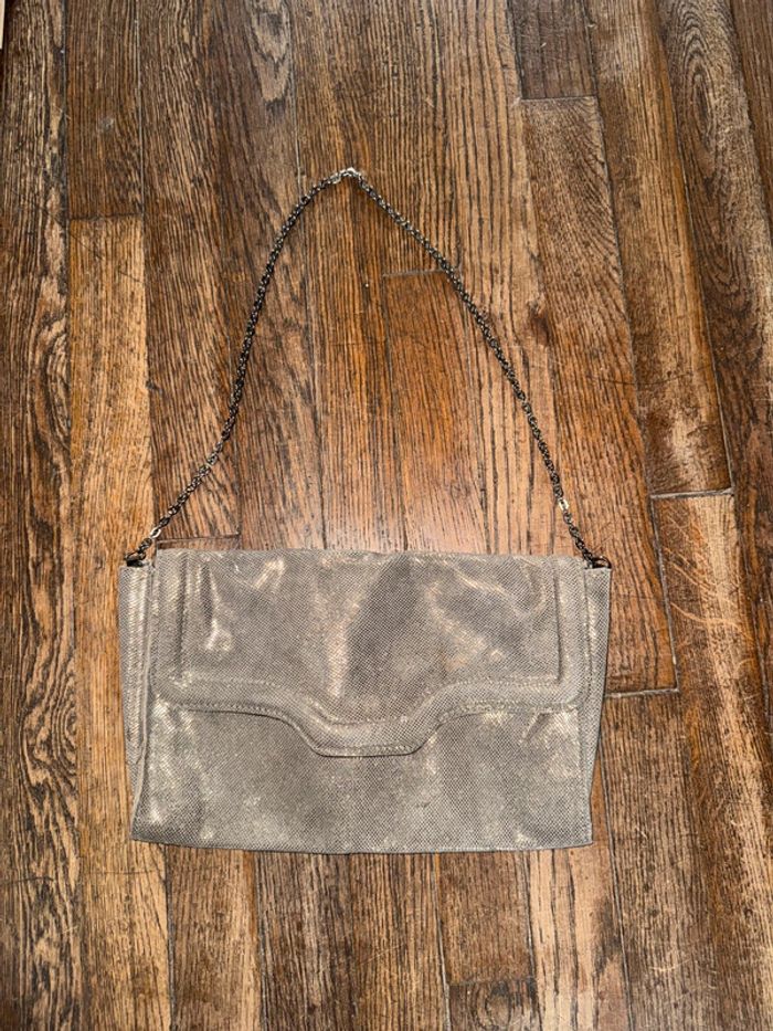 Sac petite mendigote en cuir Taupe irisé - photo numéro 3