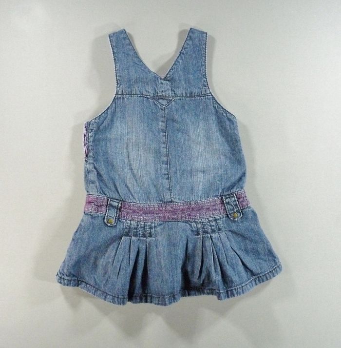 Robe salopette denim jean bleu violet Cadet Rousselle 24 mois 86 cm fille - photo numéro 4