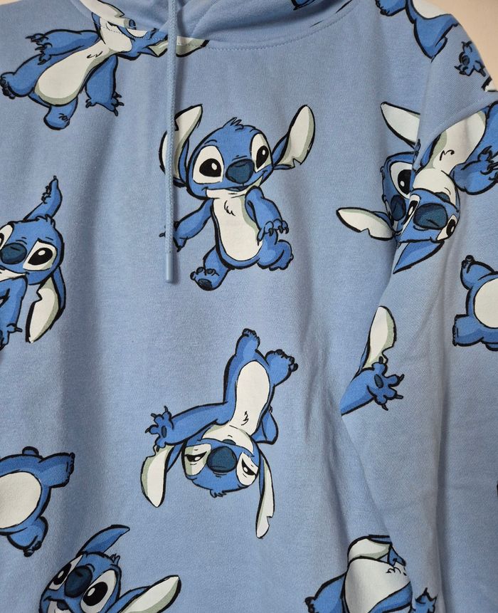 Sweat à capuche bleu imprimé stitch primaire taille XS 34 16ans - photo numéro 2