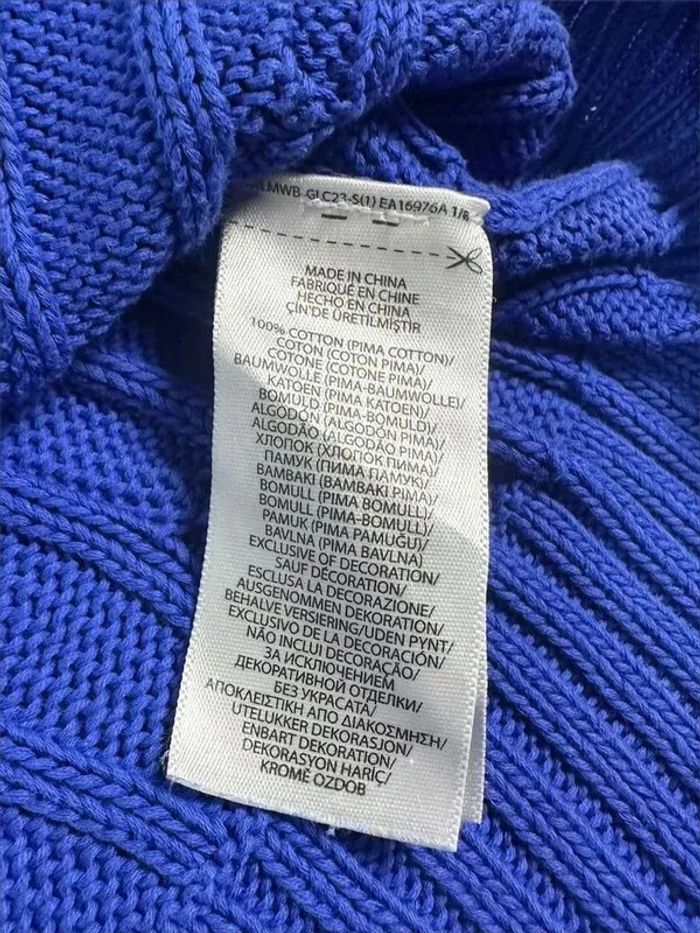 Pull col en V ralph lauren bleu logo brodé rouge taille L 665E - photo numéro 6