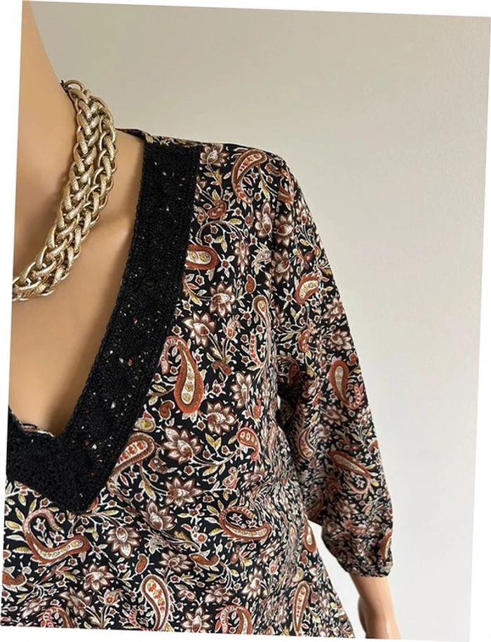 Robe imprimée avec manches 3/4 Cache Cache taille S TBE - photo numéro 6