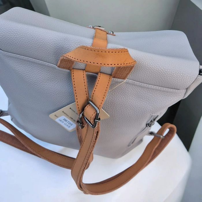 Sac à dos souple cuir polyuréthane flora&co gris clair - photo numéro 3