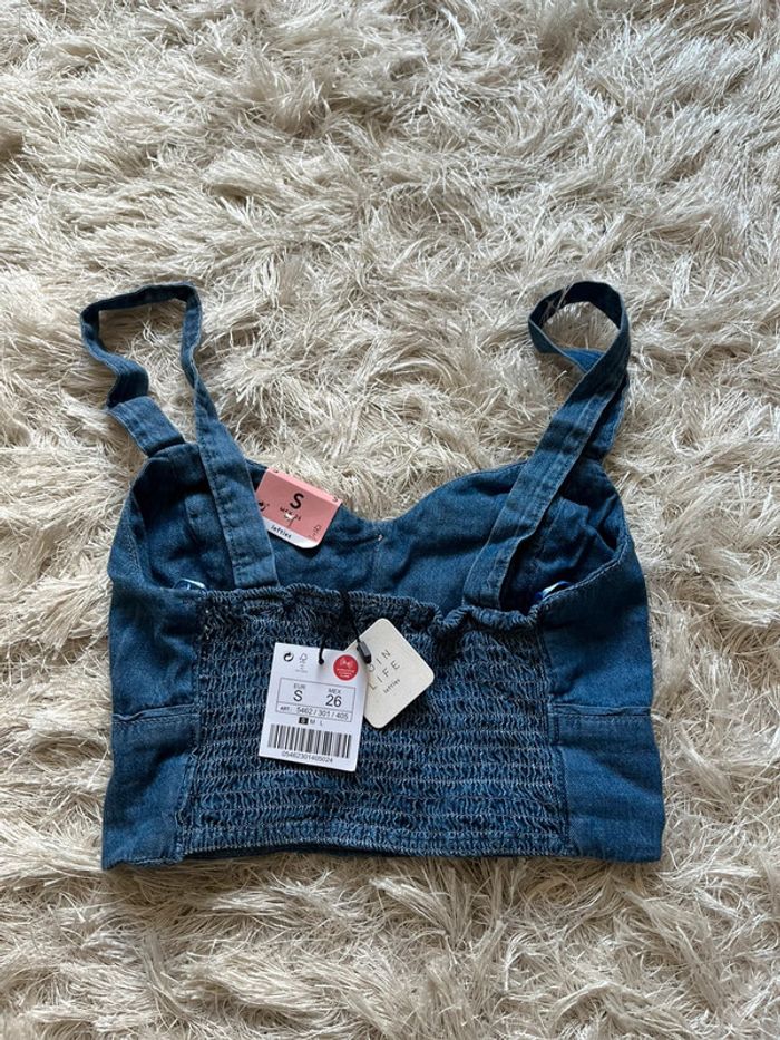 Crop top denim Lefties neuf avec étiquette - photo numéro 2