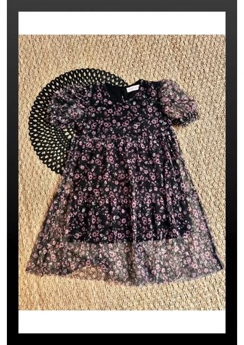 Robe fleuri noir voile