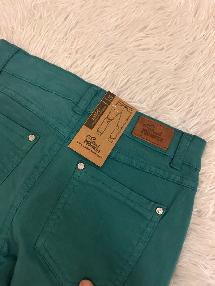 Jean Skinny, vert, taille 10 ans neuf - photo numéro 3