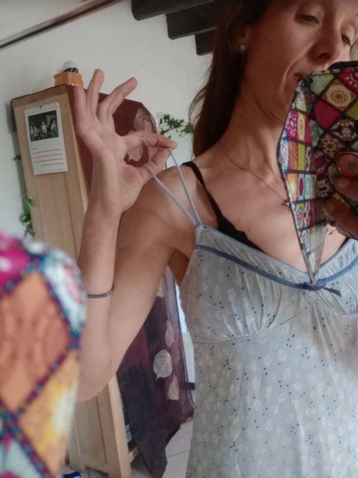 Nuisette M gris bleuté motifs gouttelettes c84 - photo numéro 6