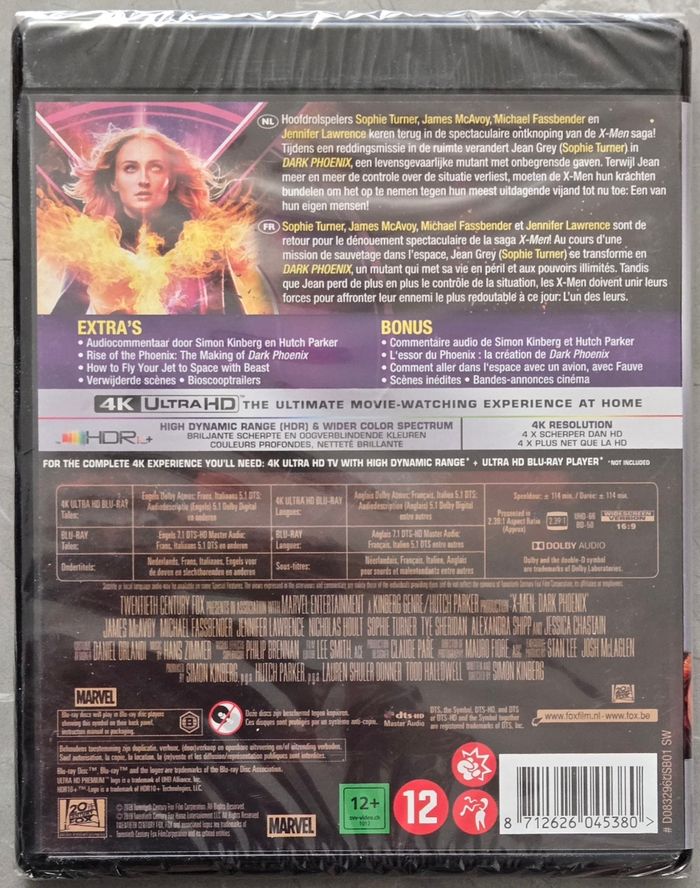 X-Men Dark Phoenix Blu-Ray 4k Ultra Hd (avec Bonus) neuf sous Blister - photo numéro 2