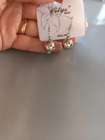 Boucle boule fantaisie argenté