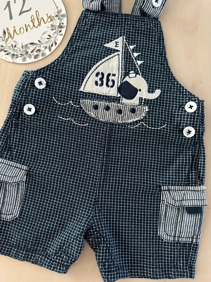 Salopette short bleu 12 mois 74 cm - photo numéro 2