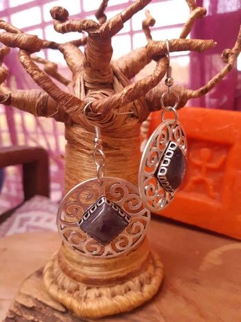 Boucles d'oreilles améthyste neuve