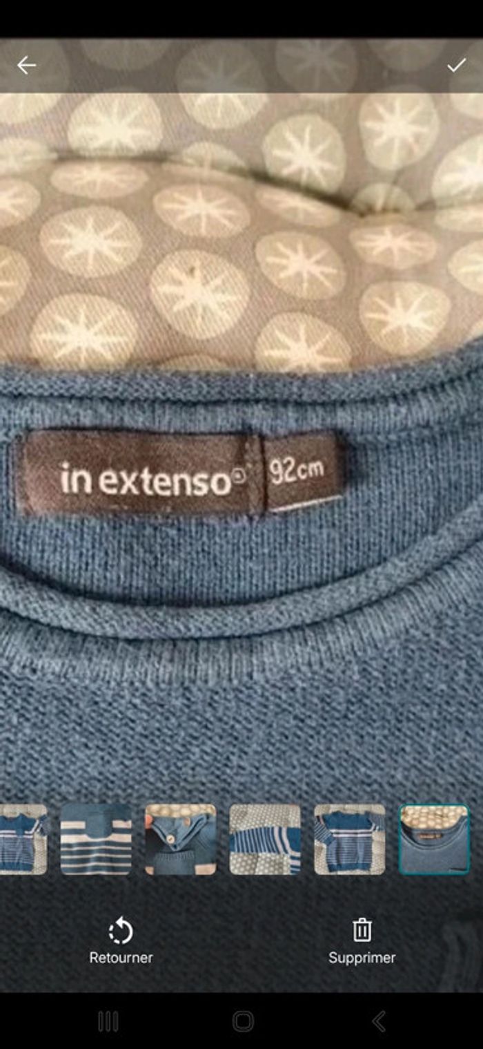 Pull col rond rayé bleu et gris In Extenso 2 ans - photo numéro 6