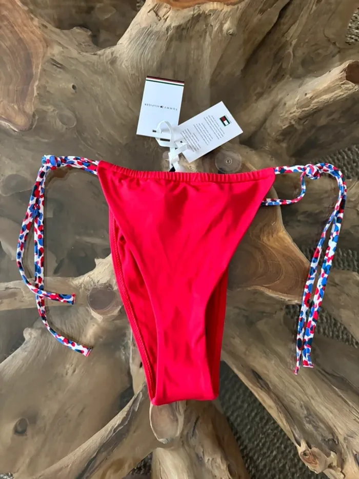 Bas de maillot de bain Tommy Hilfiger rouge ficelles bikini - photo numéro 2