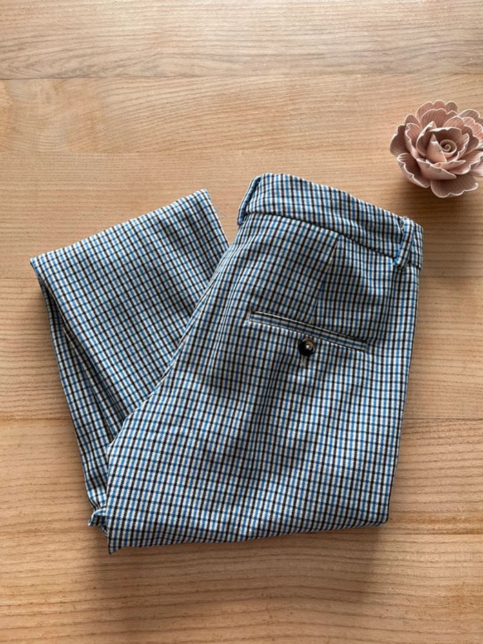 Pantalon à carreaux bleu Mango - photo numéro 2