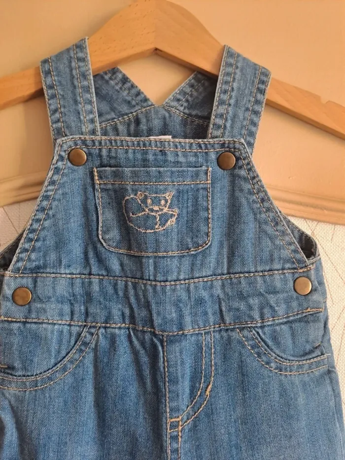 Salopette jean bébé garçon brioche 1 mois comme neuve - photo numéro 4