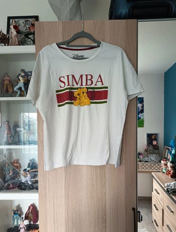 Tee-shirt blanc simba avec bande rouge et verte neuf cache cache - Taille L 40