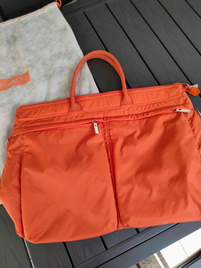 sac de voyage weekend orange soft grey nylon - photo numéro 7