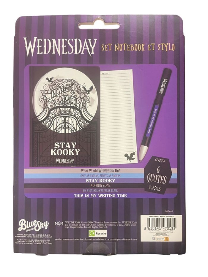 Set Notebook et stylo Mercredi / Wednesday Blue Sky Studios neuf - photo numéro 2