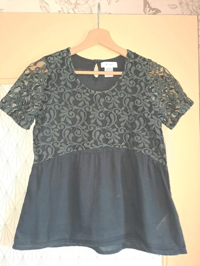 Chemisier fille 14 ans Rteens noir la redoute dentelle tbe plus joli en vrai
