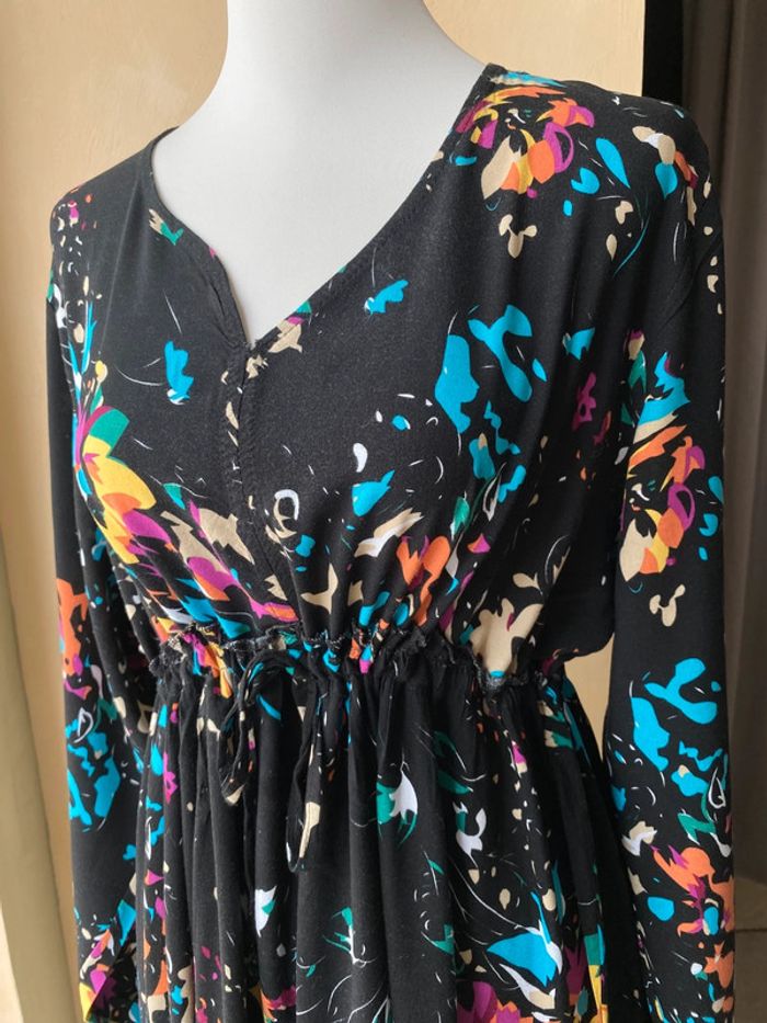 Robe longue noire à motifs multicolores S.E.N 44 - photo numéro 4