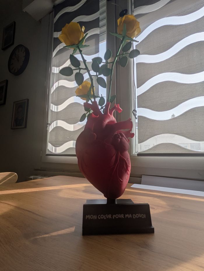 Vase Cœur Anatomique Personnalisé & Ses 3 Roses Éternelles 🌹 - photo numéro 8