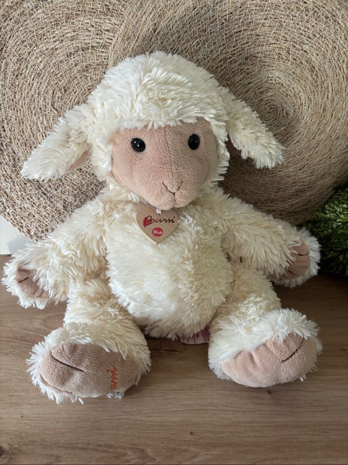 Doudou mouton agneau écru beige cœur bussi trudi - photo numéro 3