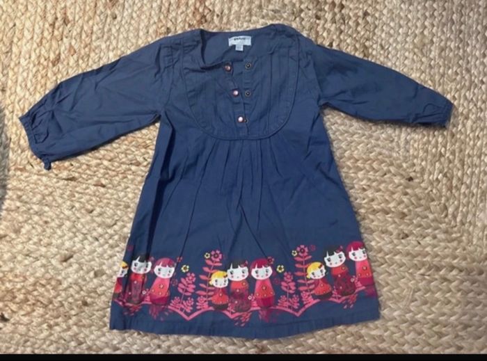 Robe bleu marine mi saison fille 18 mois Kimbaloo